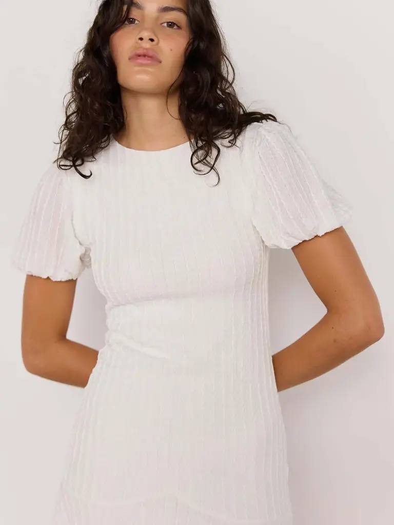 Mink Pink Crinkle White Midi Dress