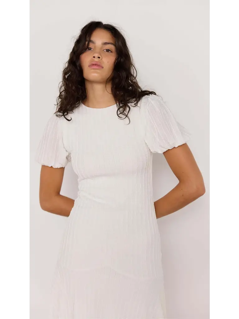 Mink Pink Crinkle White Midi Dress