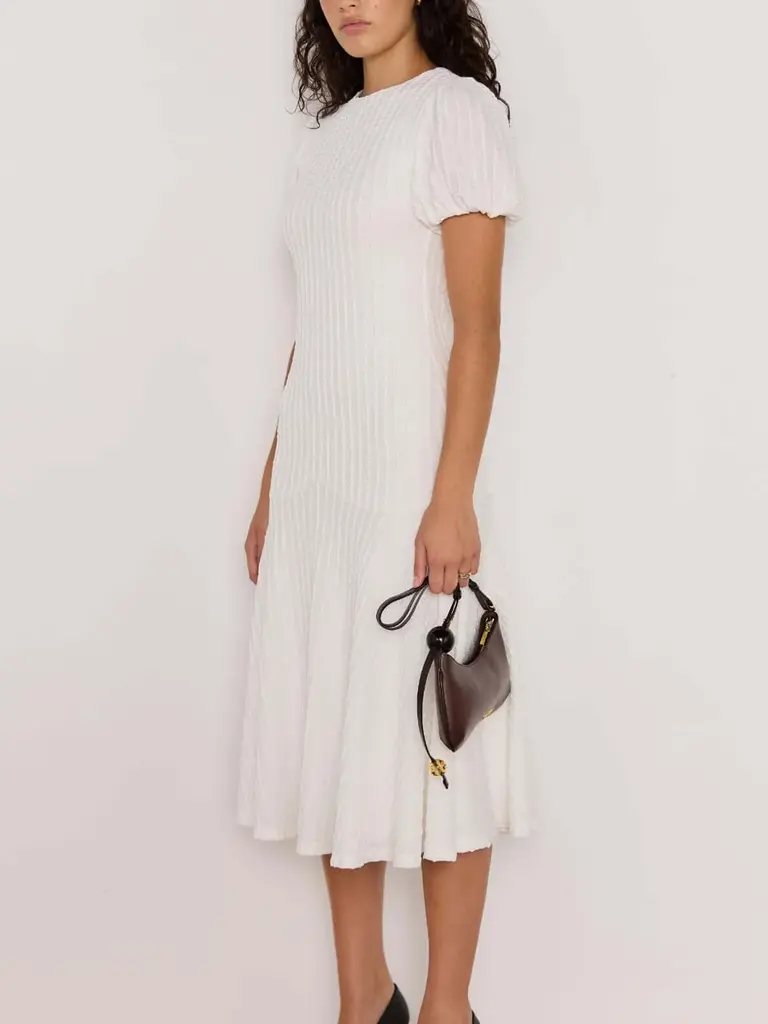Mink Pink Crinkle White Midi Dress