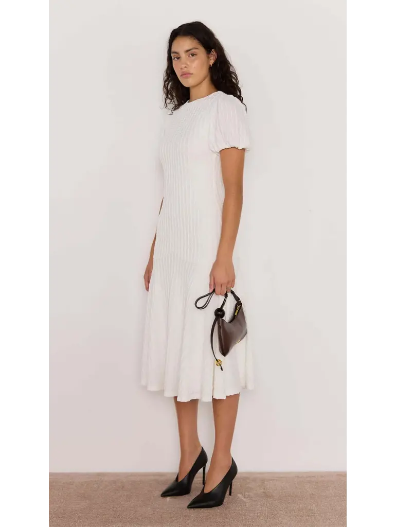 Mink Pink Crinkle White Midi Dress