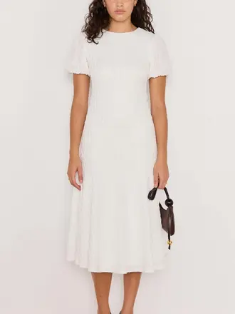 Mink Pink Crinkle White Midi Dress