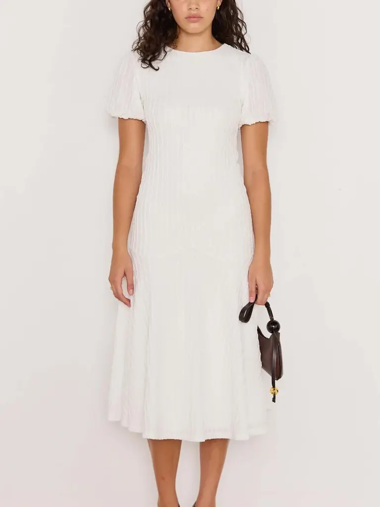 Mink Pink Crinkle White Midi Dress
