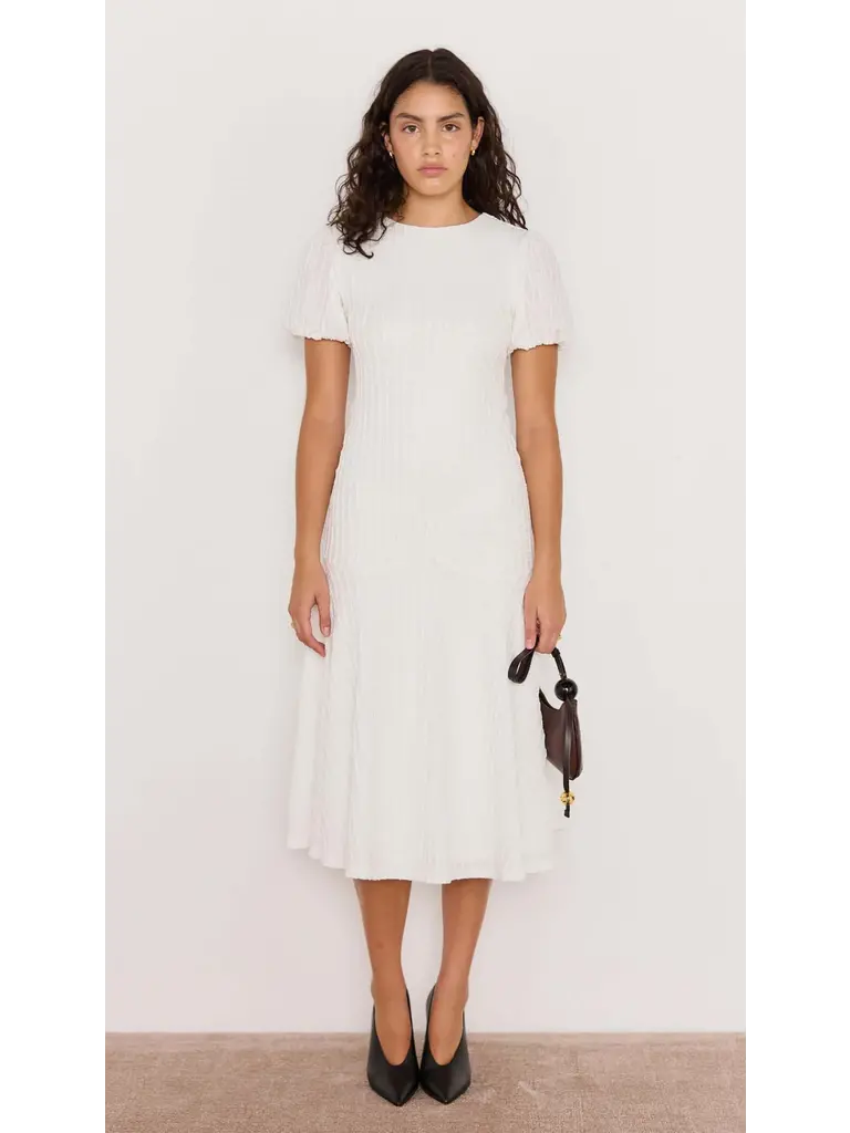 Mink Pink Crinkle White Midi Dress