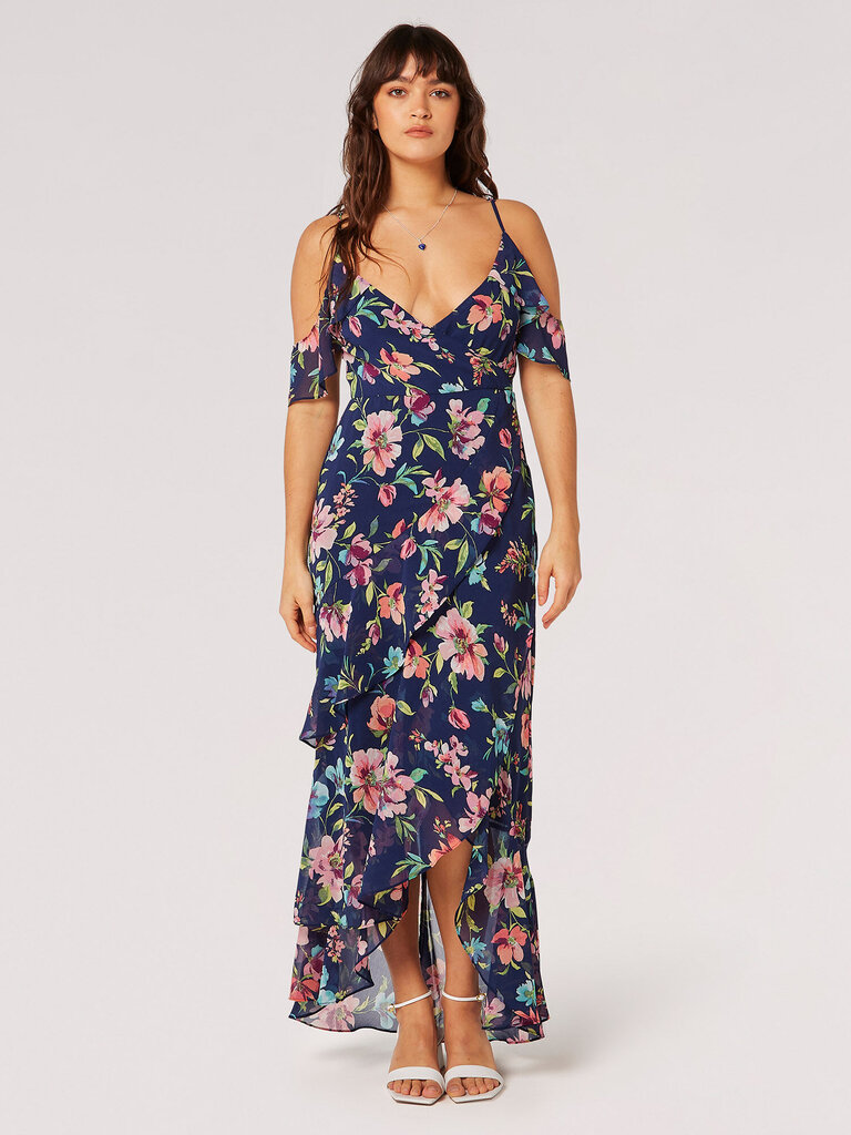 Apricot Navy Watercolour Dress