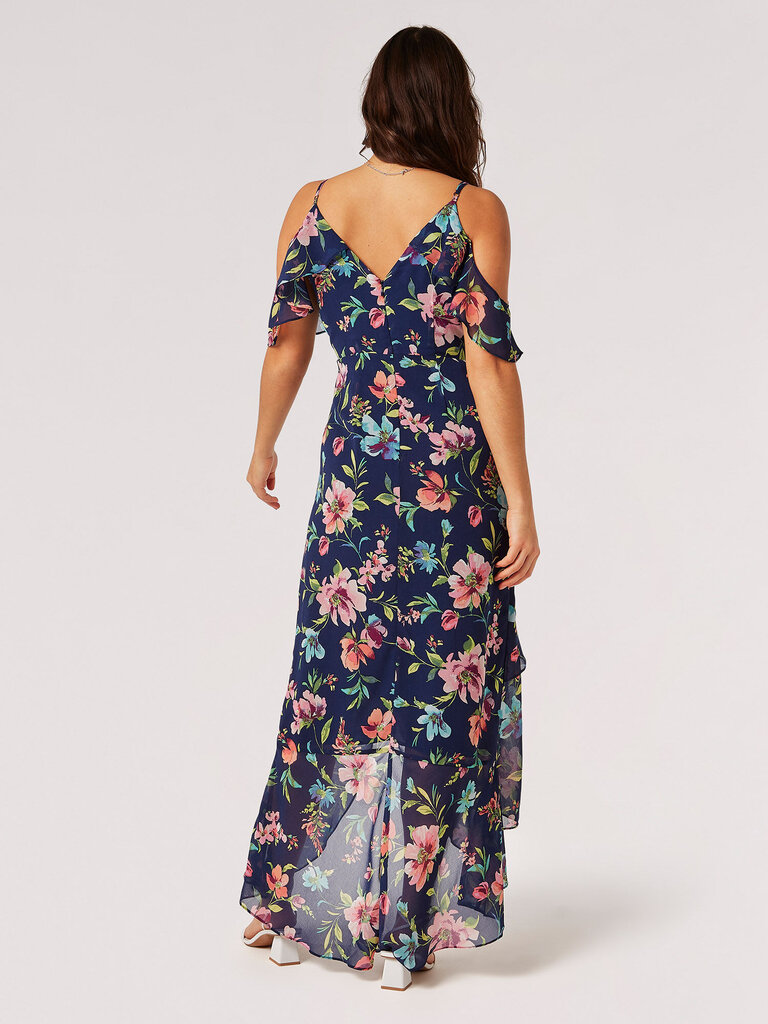 Apricot Navy Watercolour Dress