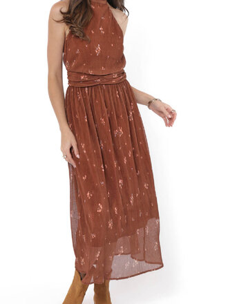 Sadie & Sage Soft Brown Pleated Midi