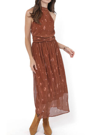 Sadie & Sage Soft Brown Pleated Midi
