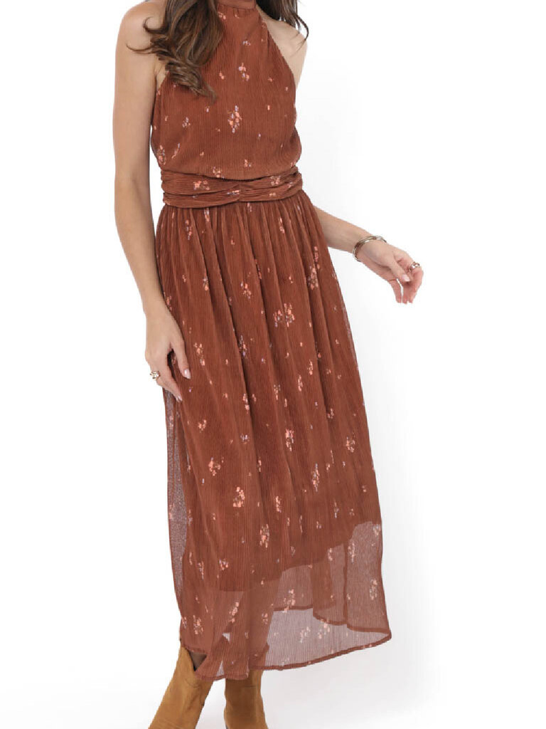 Sadie & Sage Soft Brown Pleated Midi