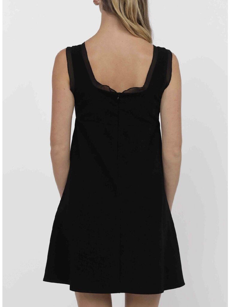 Sage The Label Ruffle Chiffon Black Mini