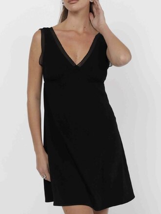 Sage The Label Ruffle Chiffon Black Mini