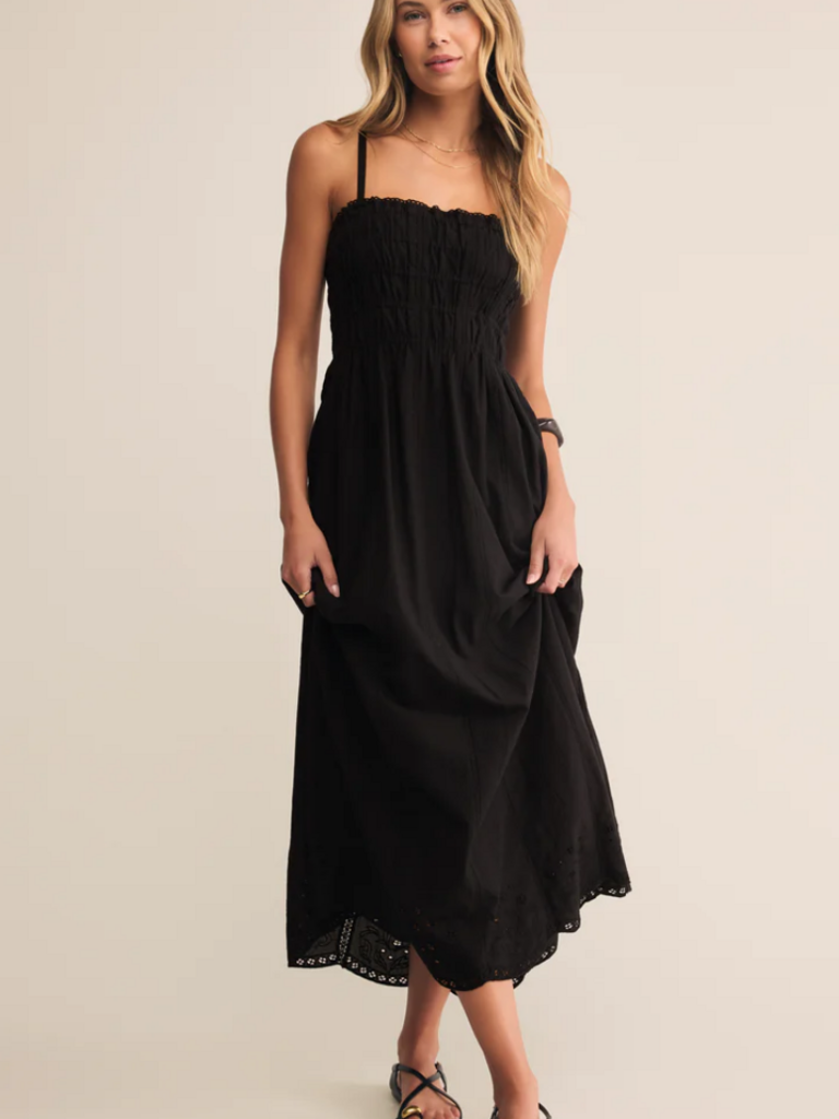 Z Supply Embroidered Black Midi