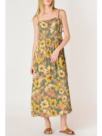 Dex Fall Olive Floral Midi