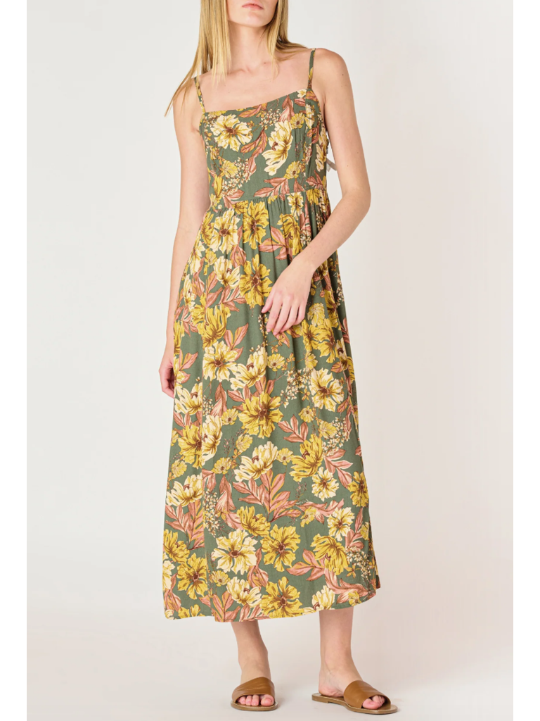 Dex Fall Olive Floral Midi