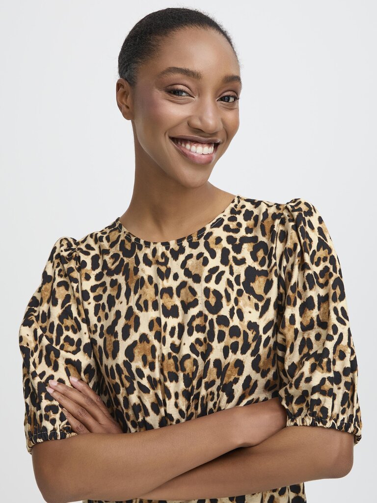 B. Young Leopard Puff Sleeve Midi