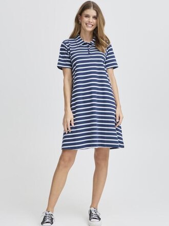 Fransa Navy White Collar Dress