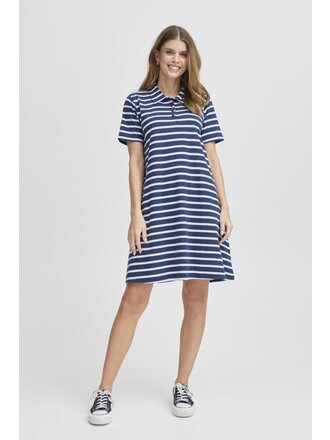 Fransa Navy White Collar Dress