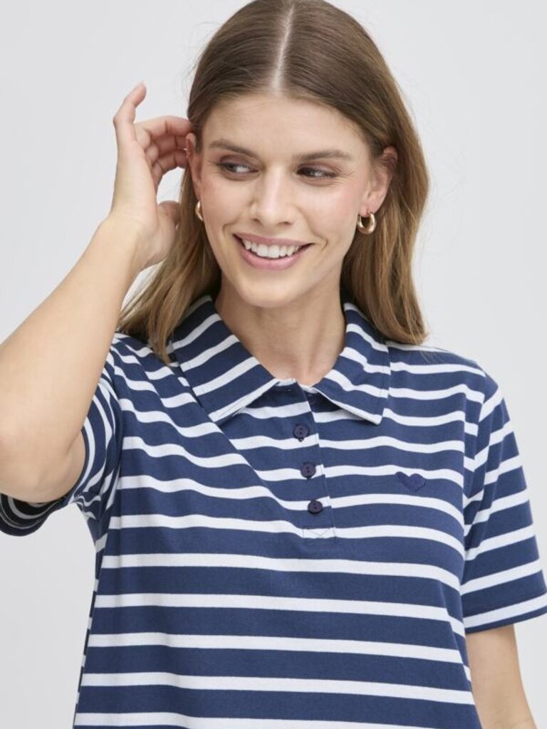 Fransa Navy White Collar Dress