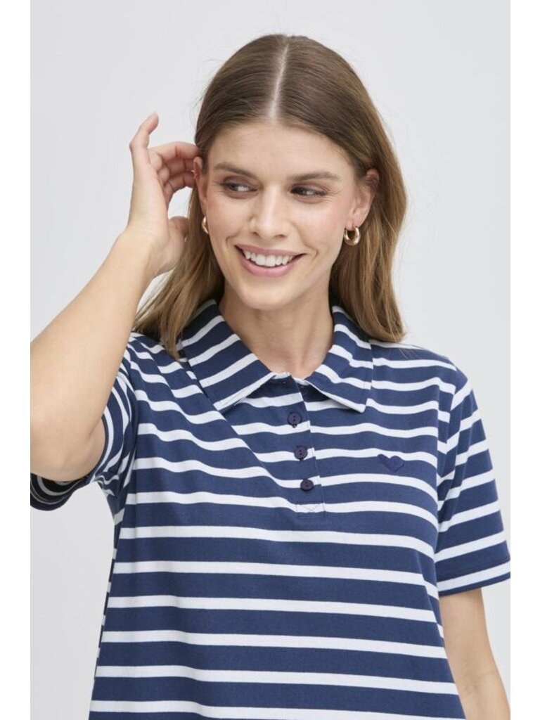 Fransa Navy White Collar Dress