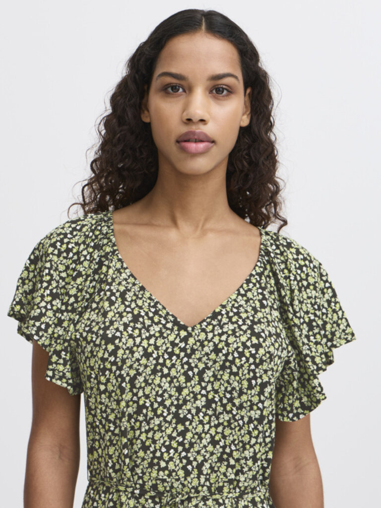 ICHI Lime Flowers Maxi