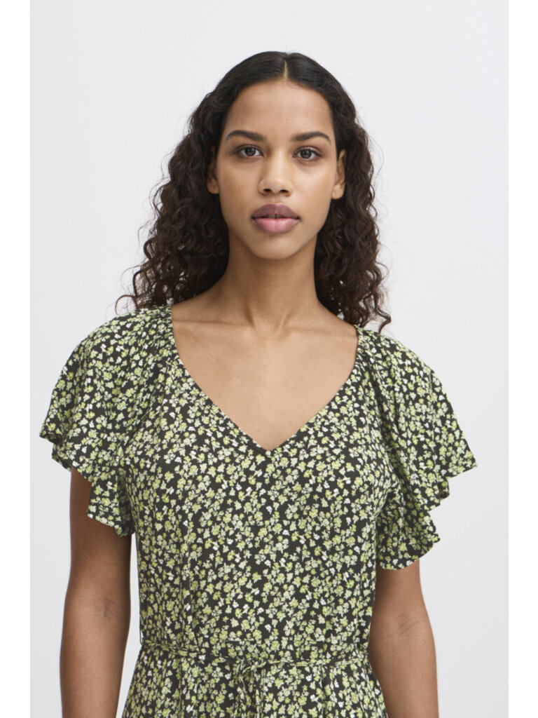 ICHI Lime Flowers Maxi