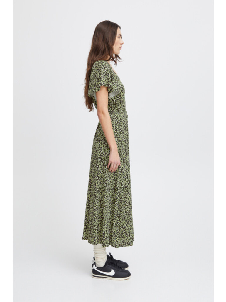 ICHI Lime Flowers Maxi