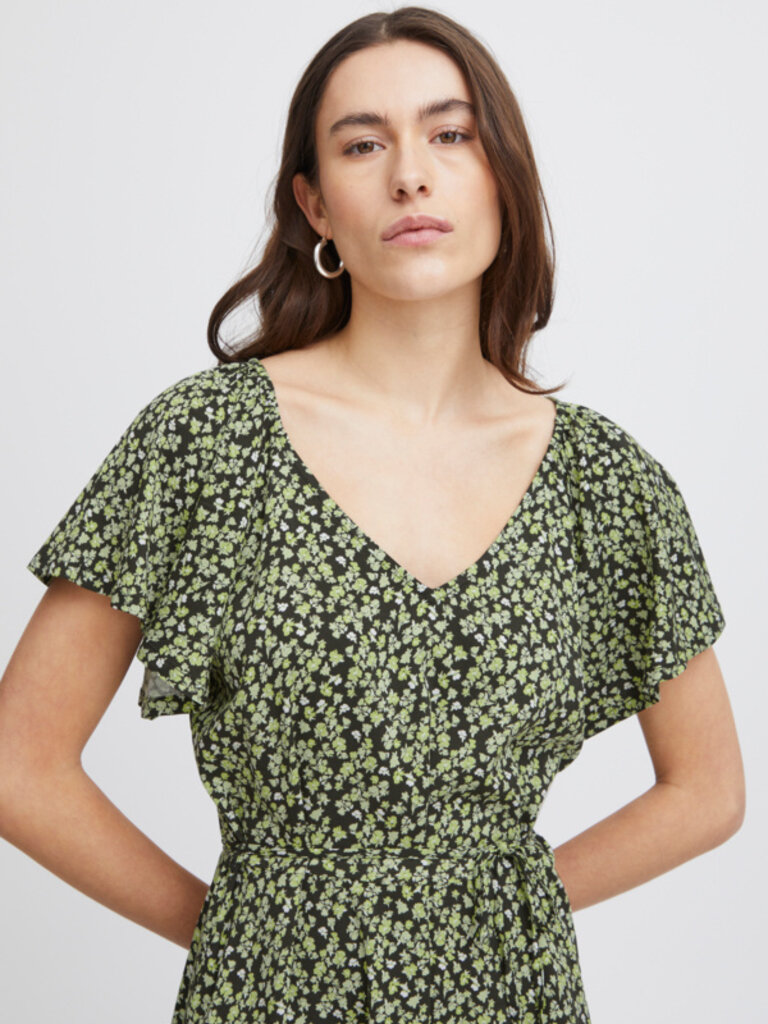 ICHI Lime Flowers Maxi