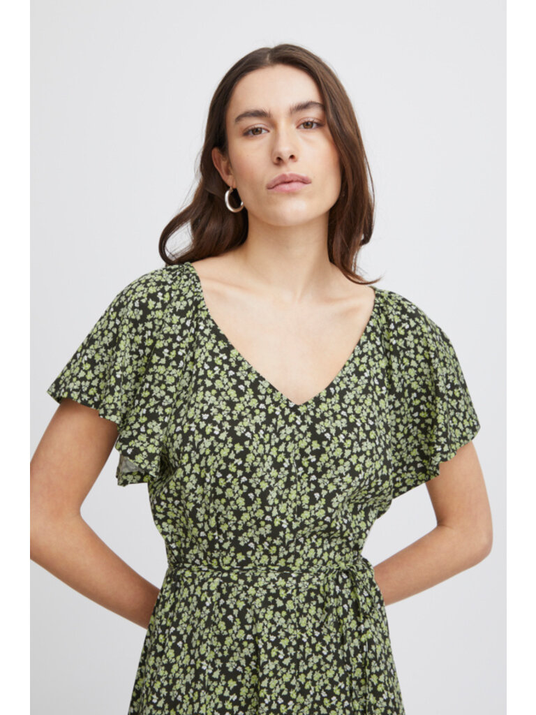 ICHI Lime Flowers Maxi
