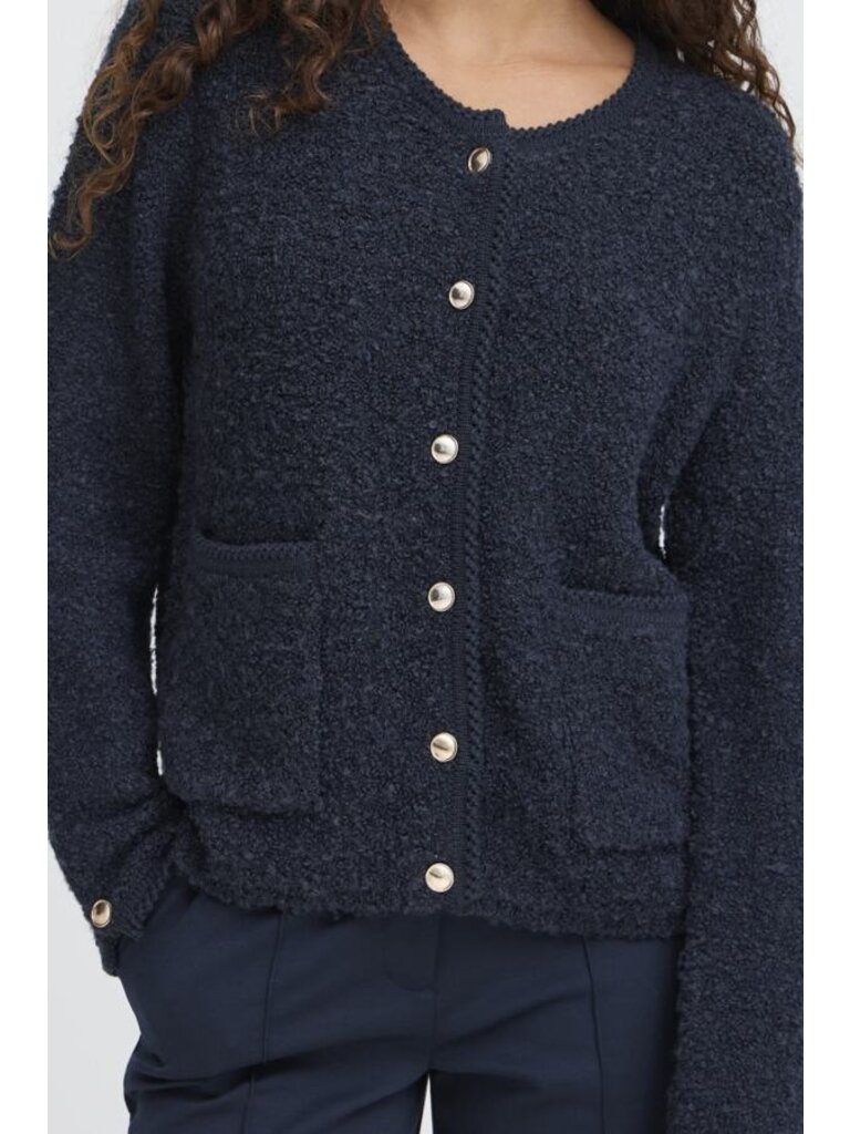 ICHI Navy Button Cardigan