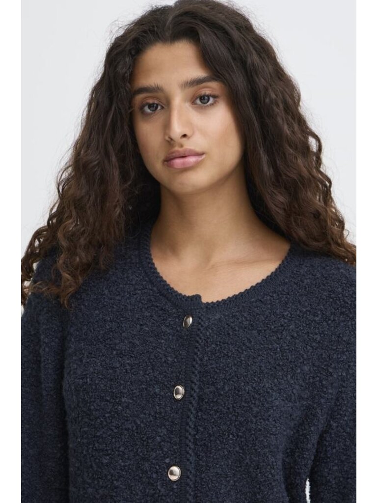 ICHI Navy Button Cardigan