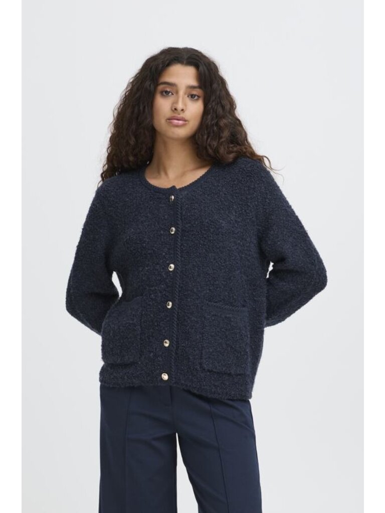ICHI Navy Button Cardigan