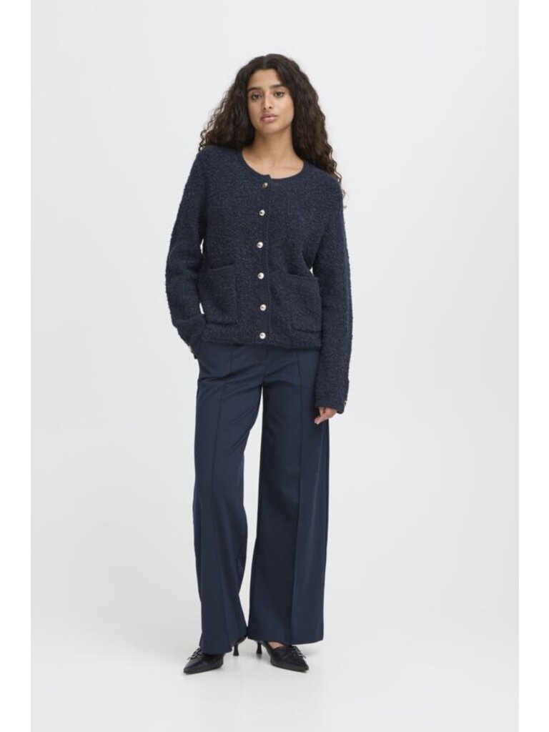 ICHI Navy Button Cardigan
