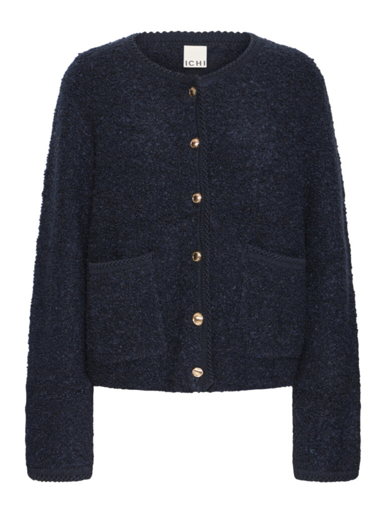 ICHI Navy Button Cardigan
