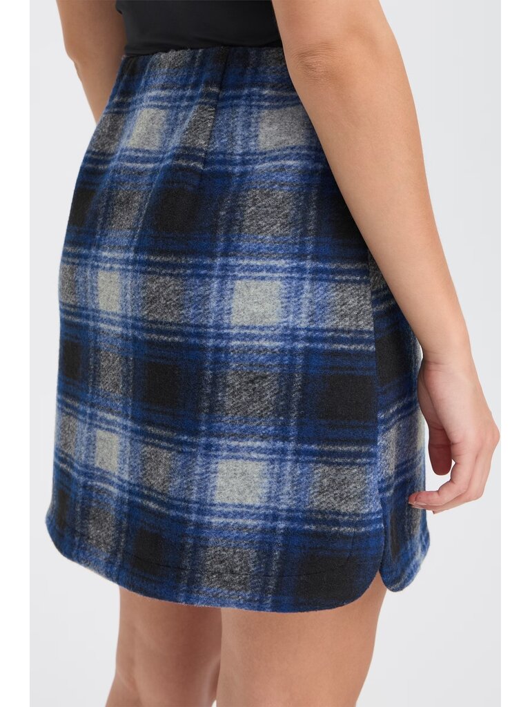 ICHI Navy Plaid Skirt