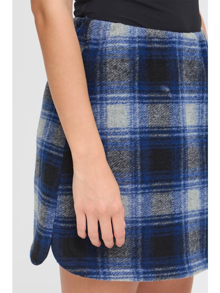 ICHI Navy Plaid Skirt