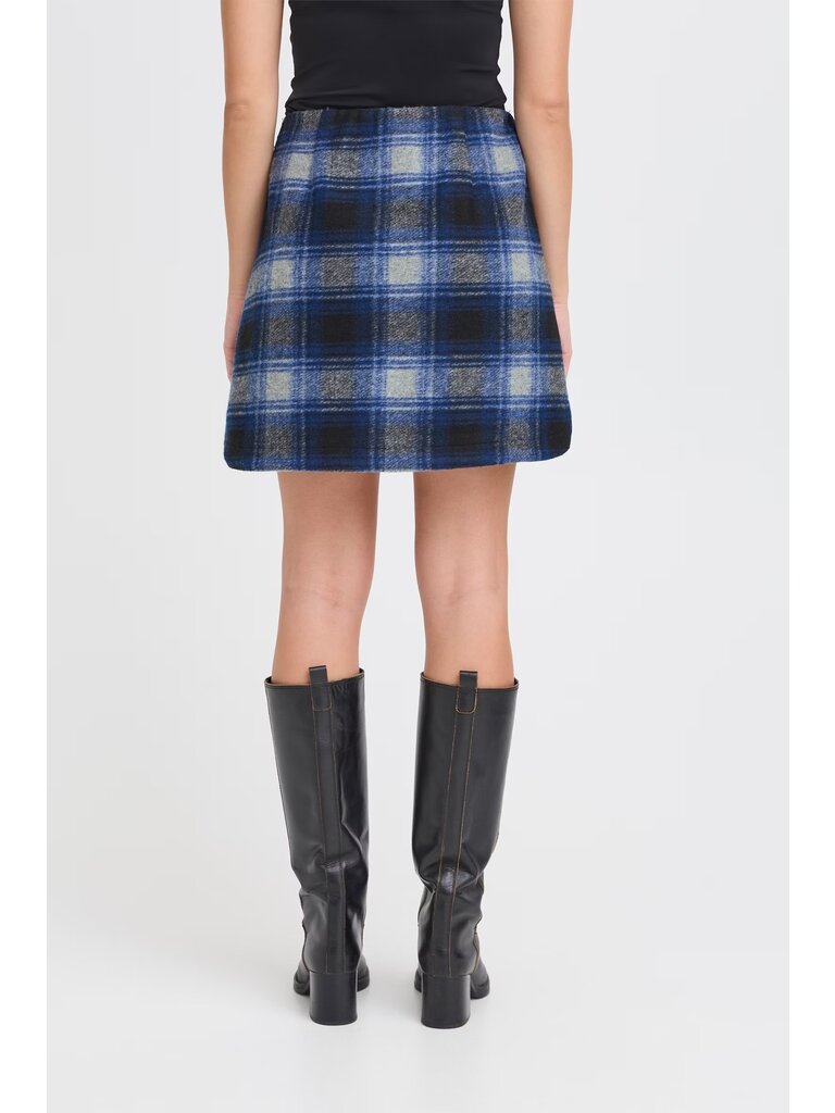 ICHI Navy Plaid Skirt