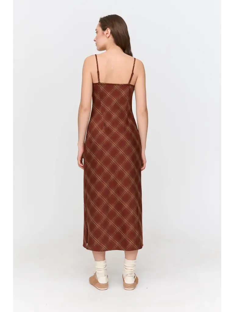 Wine Plaid Slip Dress