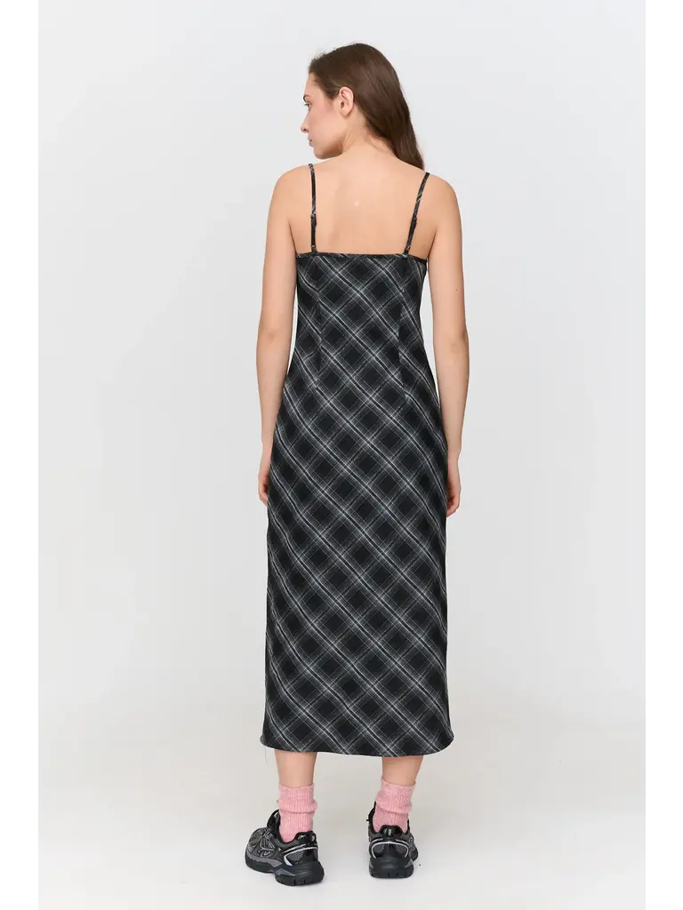 24 Colours Dark Plaid Slip Dress