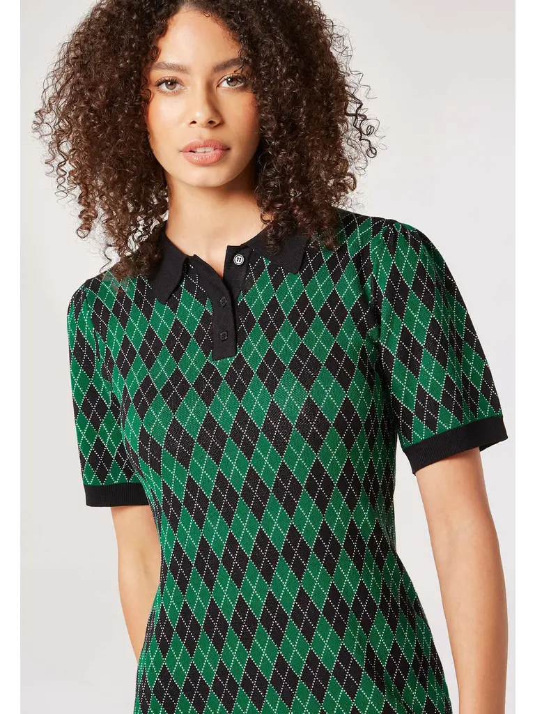 Apricot Argyle Knit Mini