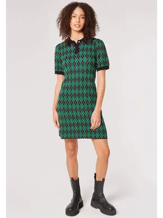 Apricot Argyle Knit Mini