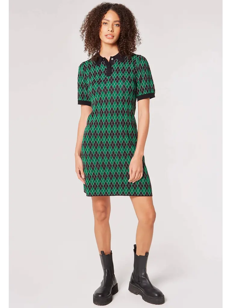 Apricot Argyle Knit Mini