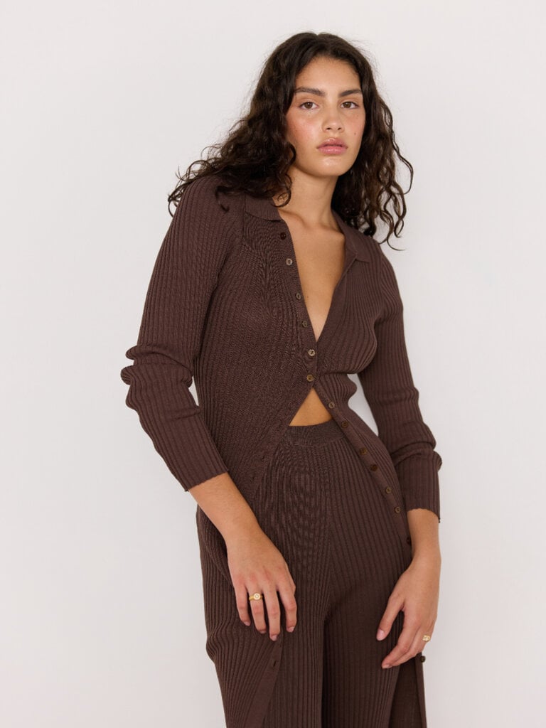 Mink Pink Knitted Brown Midi