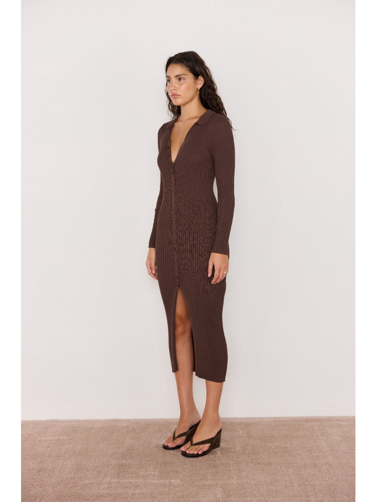 Mink Pink Knitted Brown Midi