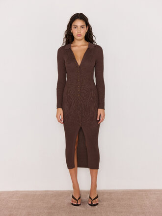 Mink Pink Knitted Brown Midi