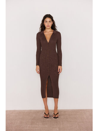 Mink Pink Knitted Brown Midi