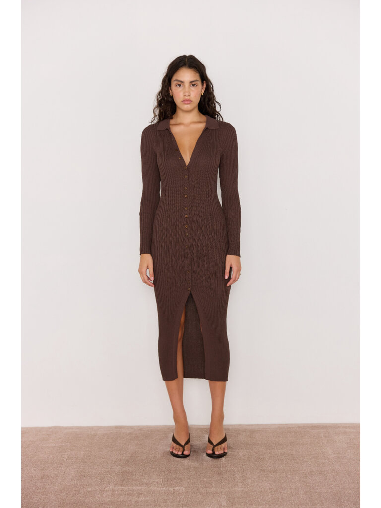 Mink Pink Knitted Brown Midi