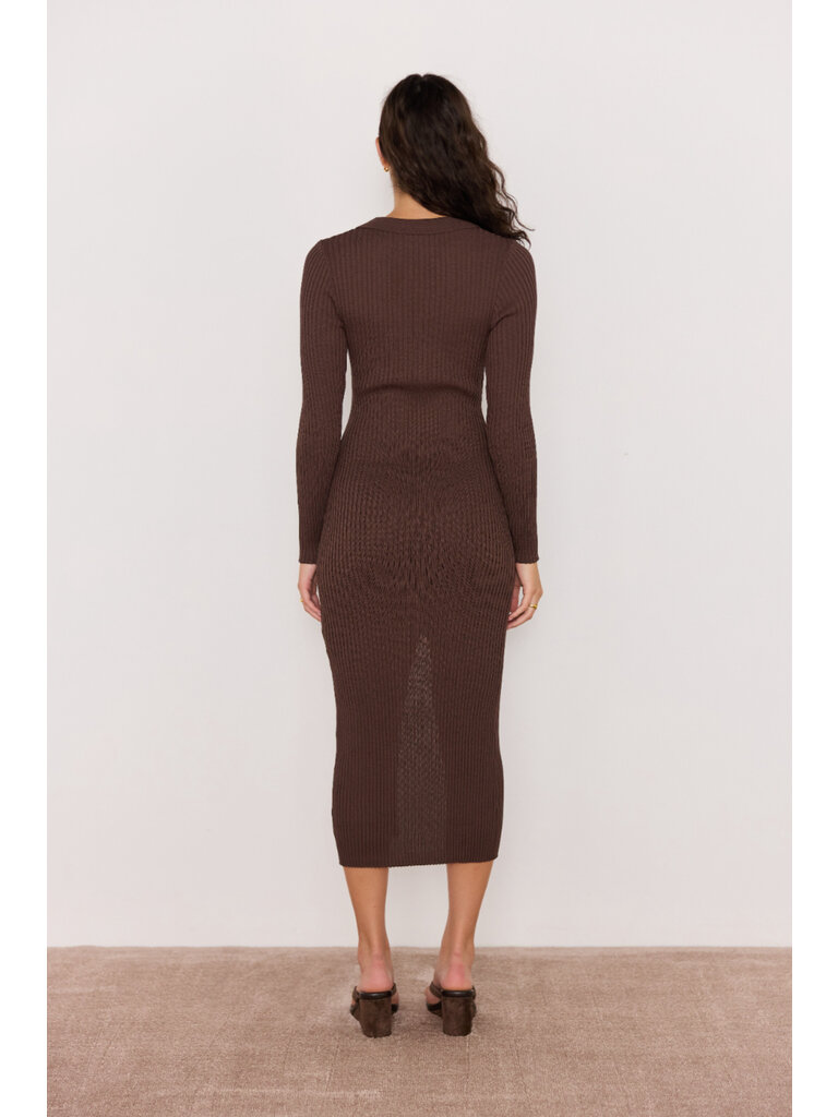 Mink Pink Knitted Brown Midi