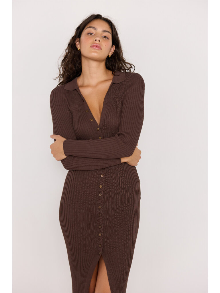 Mink Pink Knitted Brown Midi