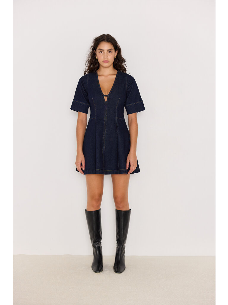 Mink Pink Flared Denim Dress