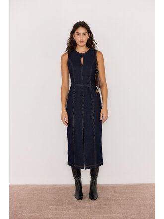 Mink Pink Denim Belted Midi