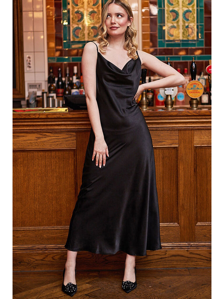 Angel Eyes Silky Black Slip Maxi